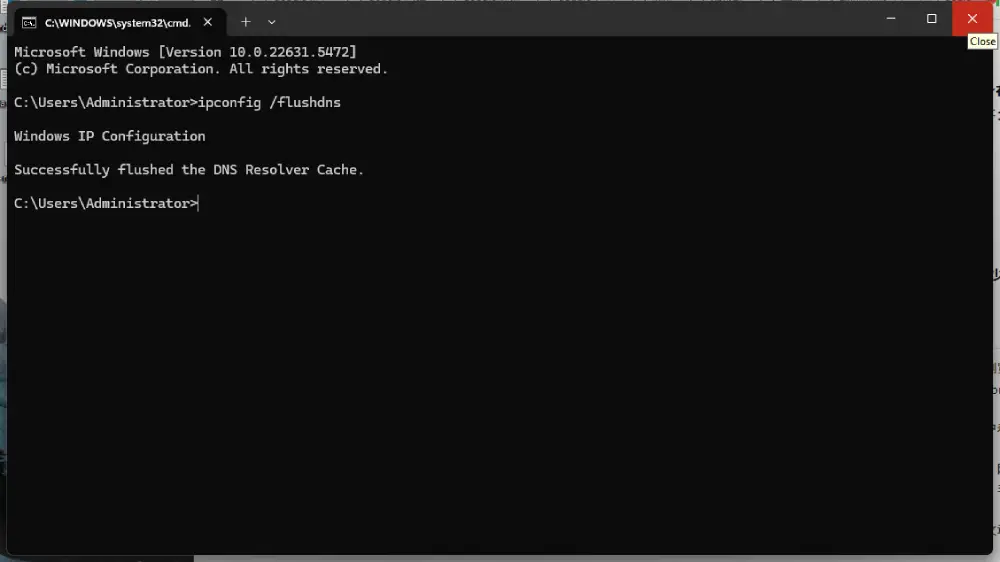 Flushing DNS cache in Windows Command Prompt